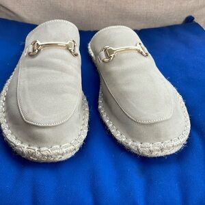 ASOS design mule espadrilles with gold snuffle.